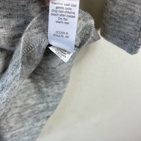 NEW ATHLETA GRAY SPLIT NECK 3/4 SLEEVE ZEPHYR 100% LINEN TOP TEE SHIRT XS - Picture 11 of 11